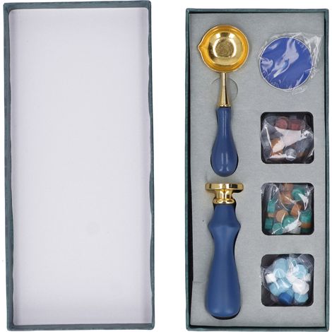 6-teiliges Wachsstempel-Set, dunkelblau, Retro, DIY-Stempel, Handstempel, Briefumschläge, Feuerfarbe, Siegelwachs-Set, Geschenkbox-Dekoration (1/5)
