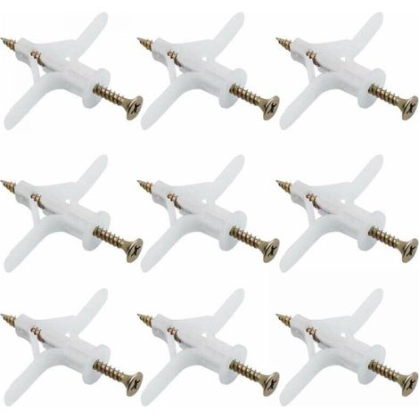 50 Gipskartondübel, Kunststoffsets, Spreizrohr, Flugzeugdübel, automatische Bohrverlängerungsrohrdübel, geeignet für die meisten leichten Gipskartonwände