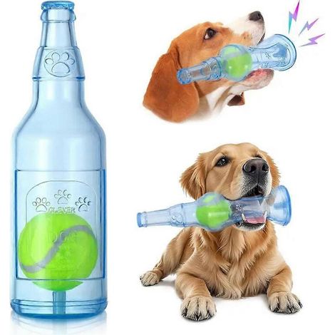 Interaktives Kauspielzeug mit Wasserflasche, Tennisball und Quietschfunktion für Hunde – ideal für aggressive Kauer und zur Linderung von Angstzuständen.