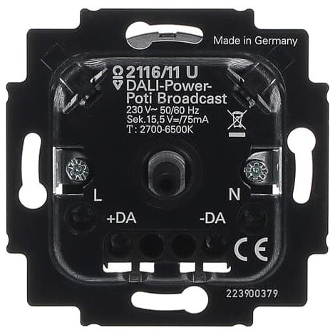 Busch-Jaeger Inserto dimmer rotativo Busch-Comando con pulsante rotativo/a pressione con luce di orientamento, LED 230 V DALI (2116/11 U), 2CKA006599A3026