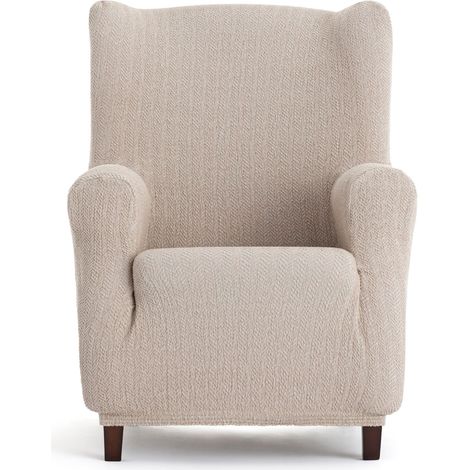 Housse bi-élastique pour Fauteuil à Oreilles Super élastique - Housse de Fauteuil à Oreilles Couleur Lin Adaptable, Respirante et Facile à Placer avec des mousses de Fixation (1/5)