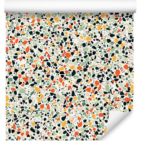 Papier peint terrazzo gris clair, gris, beige et crème 50 x 1000 cm (1/5)