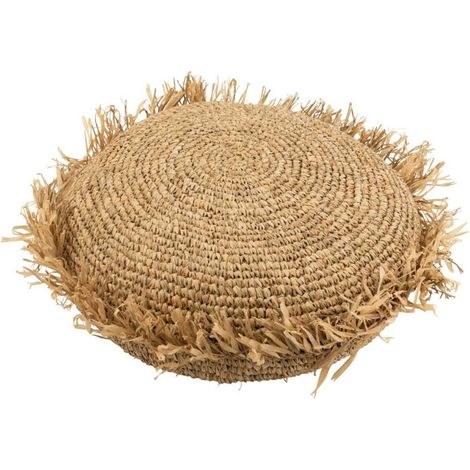 Coussin Déco Rond "Raphia" 62cm Naturel (1/4)