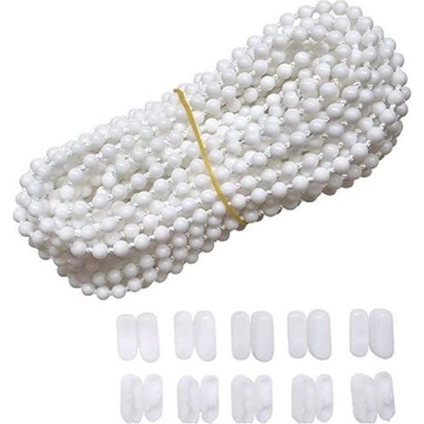 Chaînette Pour Store Enrouleur - 10 M - Blanc - 4,5 X 6 Mm - Avec 10 Connecteurs (1/4)