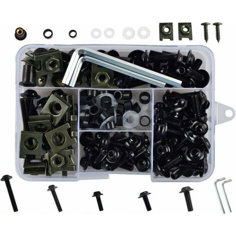 Alovez - 177 Pièces/Ensemble Kit Boulons Et écrous De Carénage De Moto CNC en Aluminium Pare-Brise Carénage Clips De Fixation Vis De Carrosserie Universelles, (1/5)