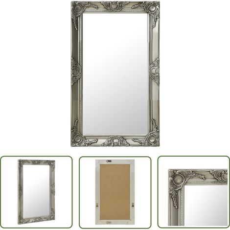 The Living Store Miroir mural style baroque 50x80 cm Argenté - Miroir Mural - Miroir Baroque - Miroir Vintage - Décoration Murale - Miroir Argenté (1/5)