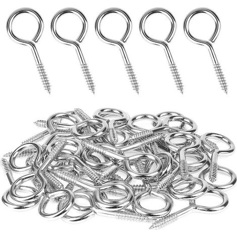 Juego de 10 cáncamos de acero inoxidable M3 de 40 mm, ideales para sujetar y tensar tendederos y adornos navideños (1/5)