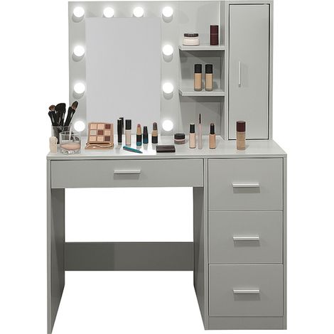 Aga Tavolo da toeletta con specchio e illuminazione Grigio