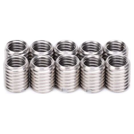 10pcs écrou d'insertion,insert fileté femelle M8 1.25 mâle M10 1.5 long 12mm trou inférieur 9.0mm en acier inoxydable pose écrou réparation manchon fileté douille vis réducteur outil de conversion (1/5)