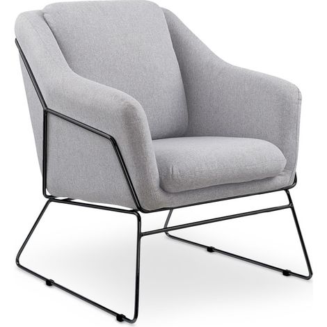 Fauteuil confort métal et tissu gris May (1/2)
