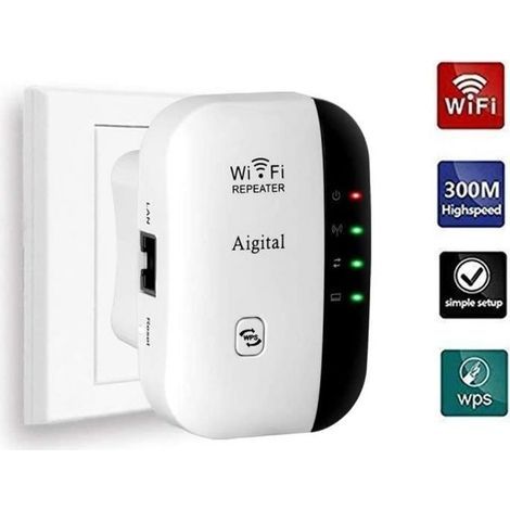 Amplificateur WiFi, 300 Mbps Répéteur WiFi 2.4G WiFi Extender Avoir AP/Répéteur et WPS Fonction Augmentation de la Couverture WiFi (1/4)