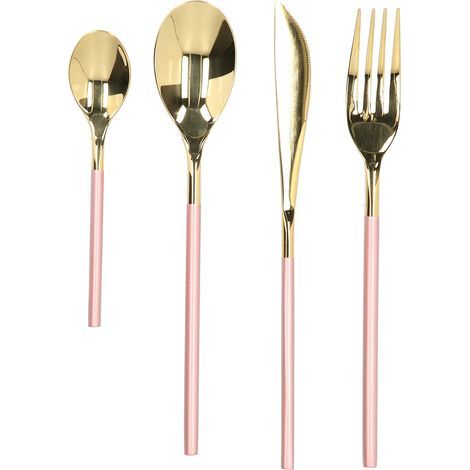 4 pièces couverts nordiques en acier inoxydable, couteau fourchette cuillère, set de table ménagère rose or