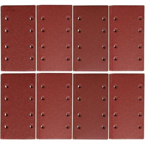 Confezione da 48 fogli abrasivi per levigatrice orbitale 93 x 185 mm Carta vetrata 8 fori Grana 40 60 80 120 180 240 320 400 (1/4)