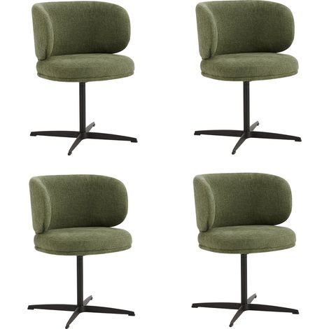 Lot de 4 Chaises de Salle à Manger Chaise de Bureau Pivotante Chaise pour Chambre-coiffeuse Vert