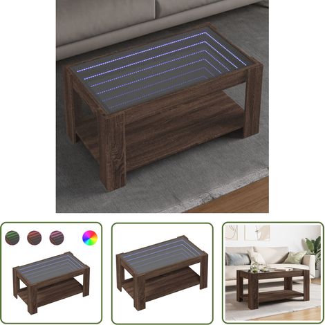 vidaXL LED-Couchtisch Braun Eichen-Optik 93x53x45 cm Holzwerkstoff (1/5)