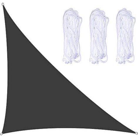 Voile d'ombrage à 3 cordes - Protection solaire optimale pour jardin et extérieur - Noir - 3 x 4 x 5 m (1/5)