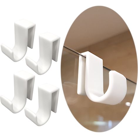 Lot de 4 supports de paroi de douche en verre, 8 mm, blancs (1/5)