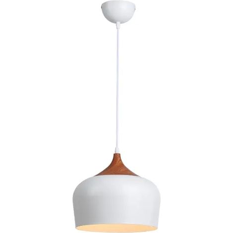 Plafonnier industriel bois blanc E27 Ø35 cm
