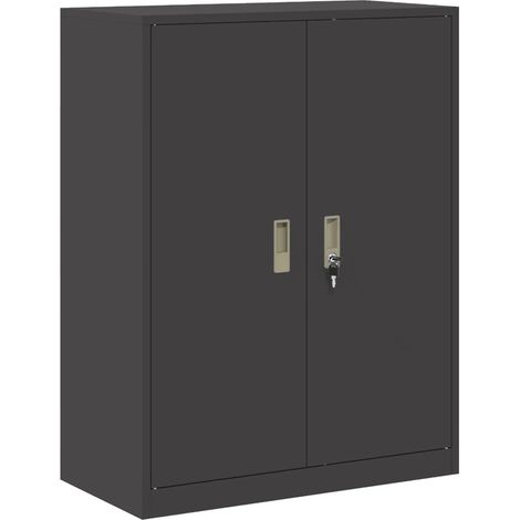 Armoire de rangement moderne intérieure 80 x 40 x 105 cm grande capacité sécurisée design industriel en acier noir (1/5)