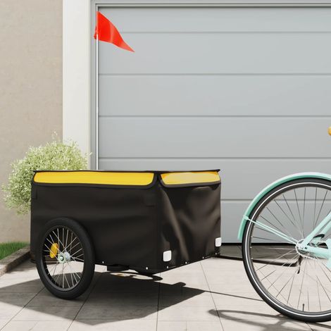 Vidaxl – Remorque de vélo 45 kg fer – Chariot de transport pour marchandises lourdes – Drapeau de sécurité inclus – Dimensions 134 x 69 x 59 cm