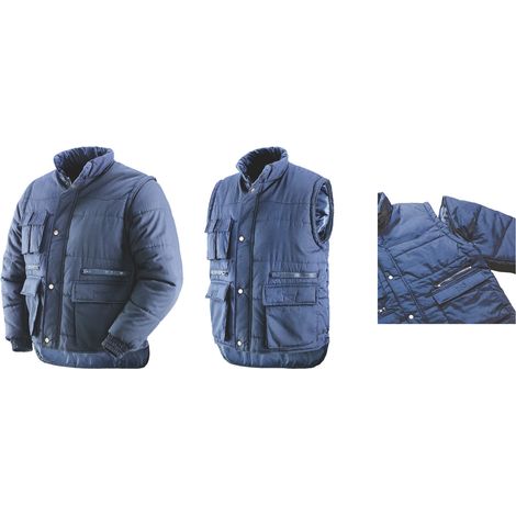 GB giubbotto giacca da lavoro imbottito Savoia poliestere cotone maniche staccabili zip Blu XL (1/6)