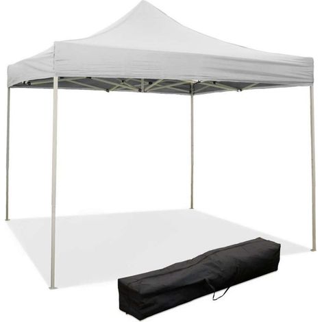 gazebo richiudibile pieghevole riviera in tessuto impermeabile e anti uv bianco 3x3 m (1/10)