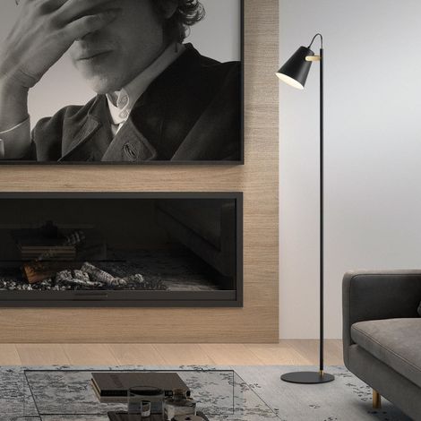 Lampadaire Métal Noir Tête Orientable Kiko (1/5)