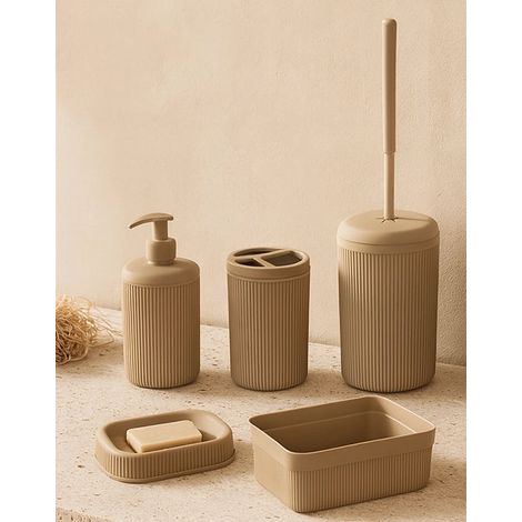 Exagonshop Set accessori bagno tortora 5pz Colorado