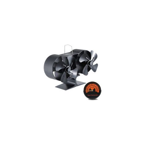Ventilateur thermodynamique de cheminée double tête – 8 pales – Aluminium anodisé – Circulation d'air 50% plus efficace – Noir (1/4)