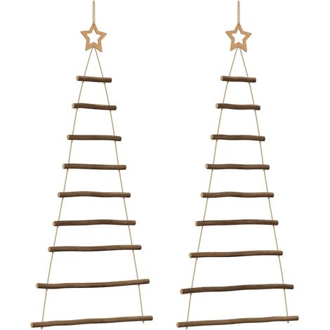 vidaXL Alberi di Natale sospesi con stelle in alto 2 pz 55x120 cm Ramo naturale (1/5)