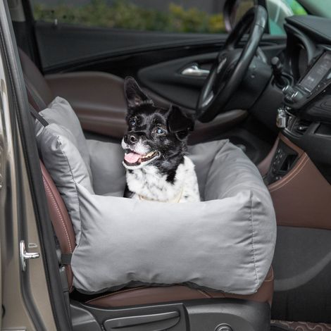 PawHut Siège Auto pour Chien/Chat, Sac de Transport Rembourré Coton PP Épais, Fond Antidérapant, Sûr & Confortable, 50x54x33cm Gris Foncé