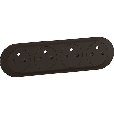 Enjoliveur prise précâblée 4x2P+T compacte Surface Céliane - Noir (CN0114) (1/2)