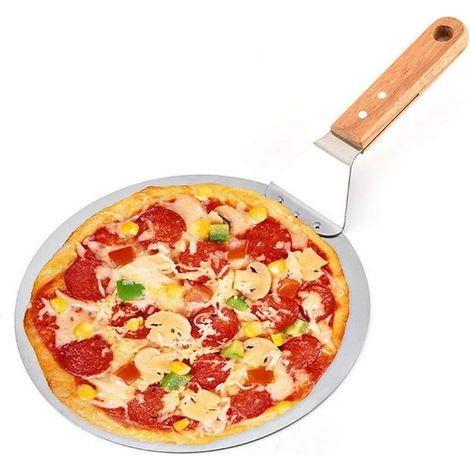 Pelle à Pizza en Acier Inoxydable Transfert de Gateau Rond Poignée en Bois Cuisson Pelle Paddle Outils de Cuisson pour Cuisson de Pizza Maison, Pain, Gateau- (1/5)