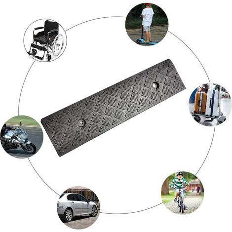 Rampe de seuil de voiture portable en plastique, couleur aléatoire, antidérapante et légère, pour voiture, remorque, camion, vélo ou moto. (1/4)