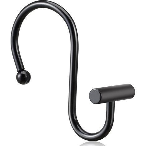 Gancho Para Cortina De Ducha - Forma En T - Acero Con Revestimiento Anticorrosivo - Diámetro Del Cable 3,8 Mm - Soporte Máximo 20,4 Kg - Juego De 12 (1/5)
