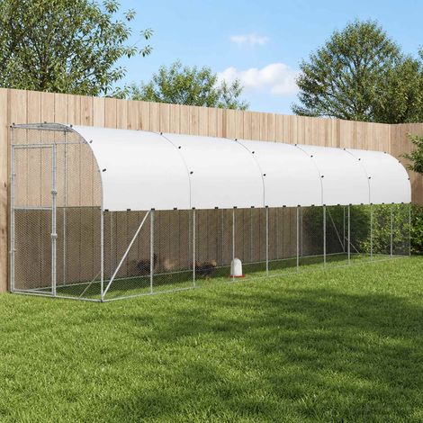 vidaXL Poulailler contre le mur Argenté 600 x 150 x 215 cm (1/5)