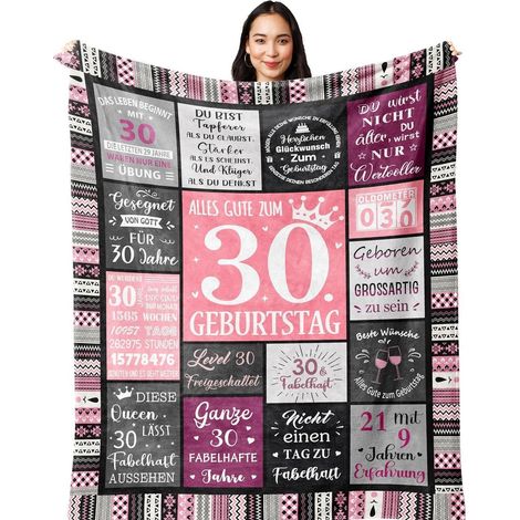 Decke 30 Geburtstag Geschenk Frau Deko 150X200CM 30 Geburtstag (1/5)