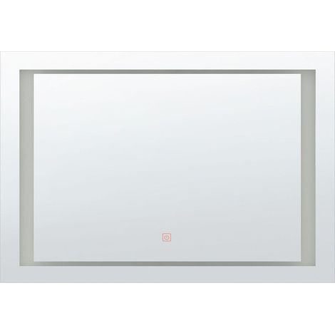 Specchio da Bagno Moderno Rettangolare con Luci LED 60 x 80 cm Argento Eyre