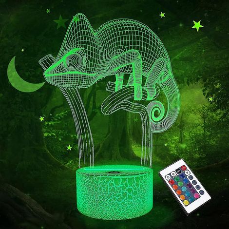Veilleuse 3D Caméléon, Lampe LED à projection de lézard, veilleuse pour chambre d'enfant, décoration intérieure (1/5)