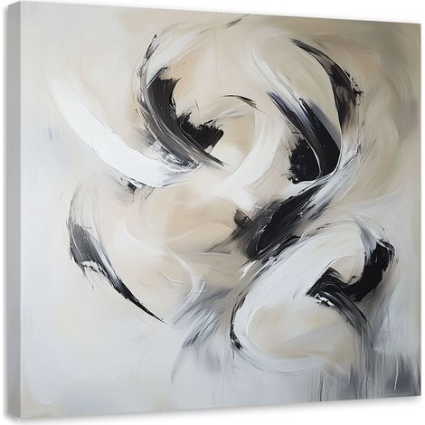 Wandbild Abstrakte beige-schwarze Imitation Farbe 60x60 cm