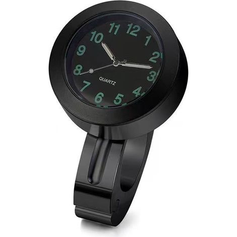 Orologio da manubrio per moto, orologio da bici con luce notturna, supporto per orologio da moto impermeabile in lega di alluminio per manubri da 22-25 mm (nero)