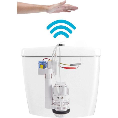 Bouton de chasse d'eau à capteur infrarouge – Réservoir WC attenant – Chasse 3/6 litres – Finition chrome – Matériau polypropylène – Nemo (1/5)