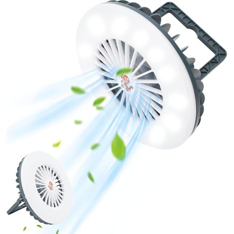 Camping Lantern with Fan, LED Tent Lamp with USB Rechargeable Fan, Tent Lamp Lantern Powerbank Camping Accessories for Outdoor Use, Camping, Office, Grill