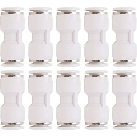10 Raccords Droits à Poussoir pour Tuyau d'Air, Connecteurs Rapides Pneumatiques, Accessoires de Tube en PU Blanc, 16mm (1/5)