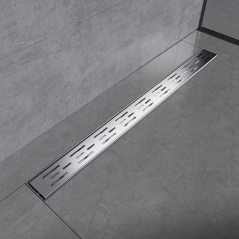 Caniveau de douche 80 cm en acier inoxydable - Siphon avec système anti-odeurs/filtre à cheveux - Design de rangée latérale - Pour salle de bain (1/5)