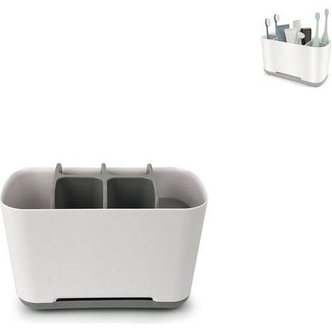 Porta spazzolino e dentifricio per il bagno, porta spazzolino, organizer per lavabo, 18 x 9,3 x 13,2 cm, base rimovibile e ventilata per la doccia. (1/5)