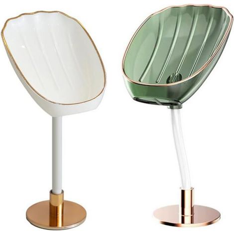 Porte-Savon Ventouse - Forme Feuille - Drainage Rapide - Pour Douche Cuisine Salle De Bain - Sans Perçage - 2 Pièces