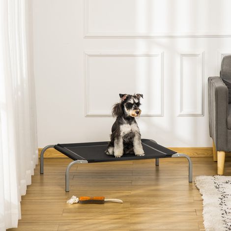 Lettino rialzato PawHut per cani e gatti, traspirante, 90x65x20 cm, ideale per dormire e rilassarsi, con struttura in acciaio, per uso interno ed esterno, nero.