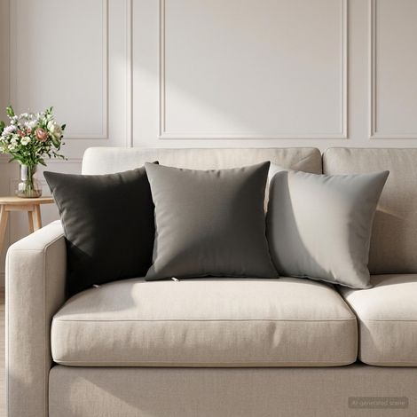 Housse de coussin 6 pcs HEERLEN Gris 30 x 30 cm Polyester (1/5)