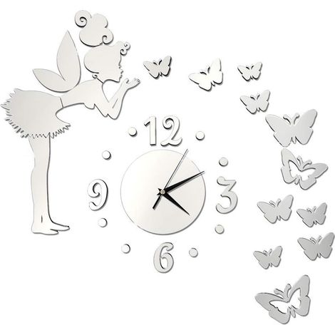 Orologio da parete moderno fai-da-te a forma di farfalla, orologio da parete 3D in acrilico con cristalli, orologio da parete silenzioso, elegante decorazione per soggiorno, salotto, ufficio, orologio (1/5)